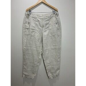 Athleta Voyage Linen Pants Beige Cropped Women's Size 16